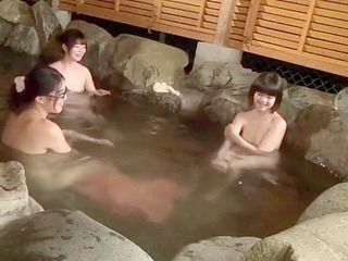 Japanese beauty gets naked in public onsen, fucking hot XXX porn from Nippon.