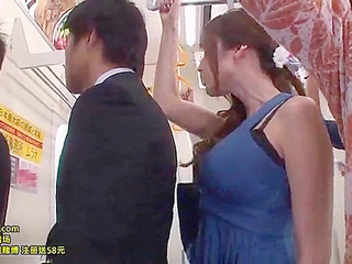 Nippon's Horny Milf, Julia, Gropes Stranger's Cock until he Cums on her Giant Boobs.